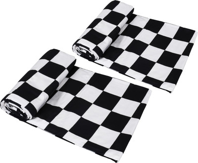 

IndiWeaves Checkered  Dohar(Microfiber, Black