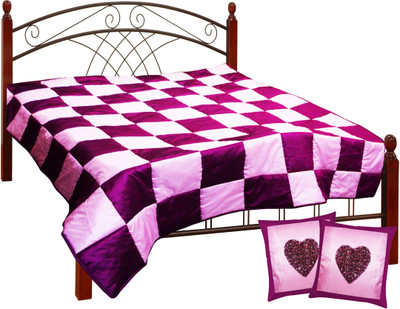 61% OFF on Zikrak Exim Checkered King Comforter(Polyester, Red, Brown)