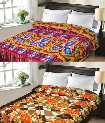 

Sanvi Traders Checkered Double Blanket(Microfiber, Brown)