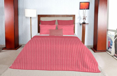 Solaj Striped Double Comforter(Cotton, Red)