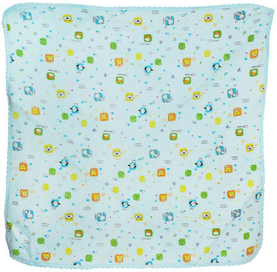 

Aarushi Printed Single Hooded Baby Blanket(Microfiber, Blue)