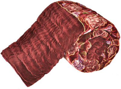 56% OFF on Little India Floral Single Comforter(Polyester, Maroon)