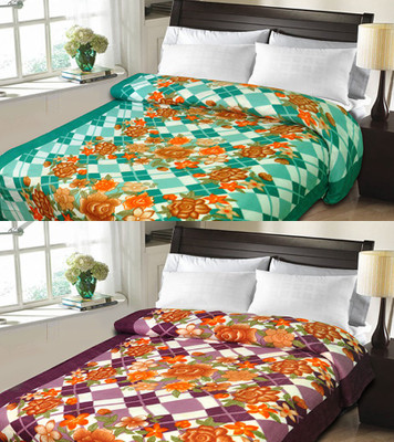 

Sanvi Traders Floral Double Blanket(Microfiber, Multicolor)
