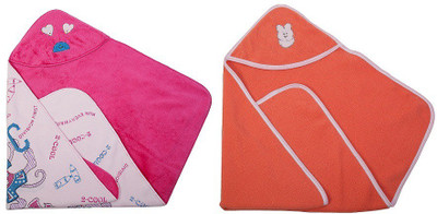 

Utc Garments Cartoon, Plain  Hooded Baby Blanket(Microfiber, Pink, Orange, White, Orange;pink;white