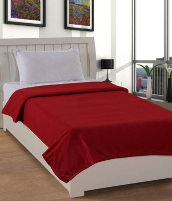 komfey Solid Single Fleece Blanket for  Mild Winter(Microfiber, Maroon)