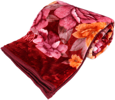 

IndiStar Floral  Mink Blanket(Microfiber, Maroon