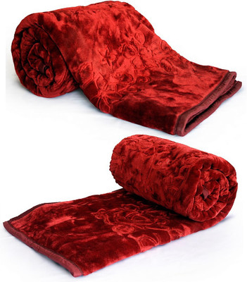 

Textile India Floral  Mink Blanket(Microfiber, Maroon
