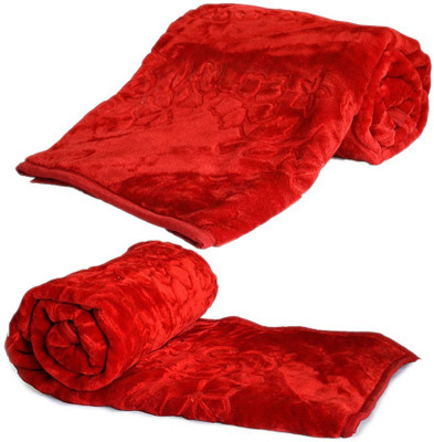 

Shivam Concepts Floral Double Mink Blanket(Microfiber, Red)