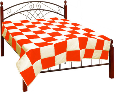 73% OFF on ZIKRAK EXIM Checkered King Quilt(Polyester, Orange, Beige)