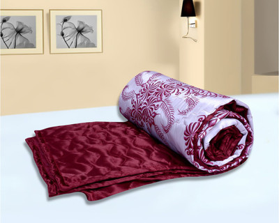 70% OFF on El Sandalo Floral Double Quilt(Microfiber, Maroon)