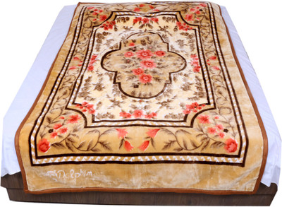 

IndiWeaves Floral  Mink Blanket(Polyester, Beige