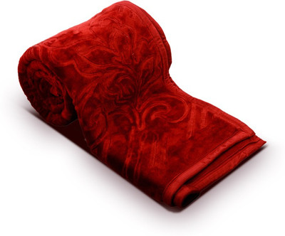 

Fab Ferns Plain  Mink Blanket(Microfiber, Red