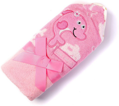 

Babyoodles Embroidered  Hooded Baby Blanket(Microfiber, Pink