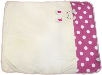 

Creative India Exports Polka  Hooded Baby Blanket(Microfiber, White