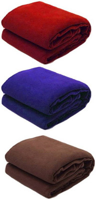 komfey Solid Single Fleece Blanket for  Mild Winter(Microfiber, Maroon)