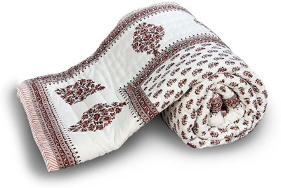 56% OFF on Little India Floral Double Quilt(Brown)