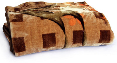 55% OFF on Little India Floral Double Blanket(Brown)