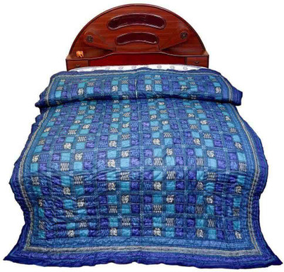 

Kaarigar Checkered Double Comforter(Cotton, Turquoise)