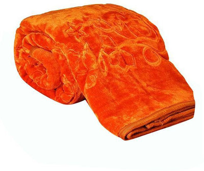 

YNA Plain Double Mink Blanket(Polyester, Orange)