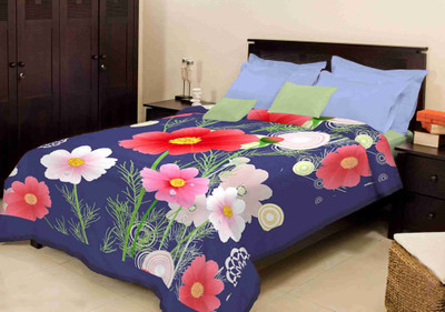 

Bombay Dyeing Floral Double Mink Blanket(Microfiber, Blue)