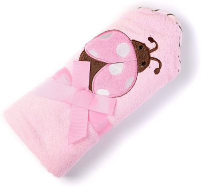 

Babyoodles Embroidered  Hooded Baby Blanket(Microfiber, Pink