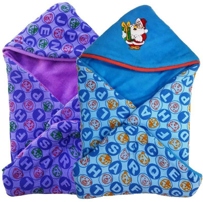 

Brandonn Polka  Hooded Baby Blanket(Microfiber, Blue