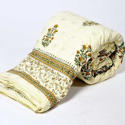 32% OFF on Little India Floral Single Quilt(Cotton, White)