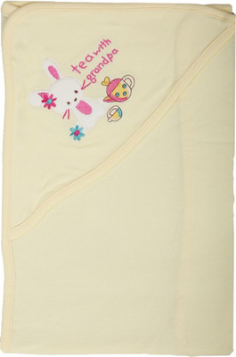 

Baby Boo Embroidered, Plain  Hooded Baby Blanket(Cotton, Yellow