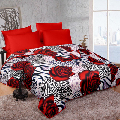 

Cortina Floral  Dohar(Microfiber, Red, White