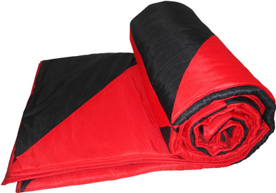 64% OFF on Zikrak Exim Checkered Queen Coral Blanket(Silk, Red, Black)
