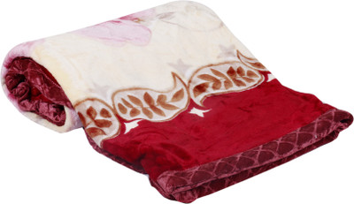 

IndiWeaves Floral Double Blanket(Polyester, Pink)