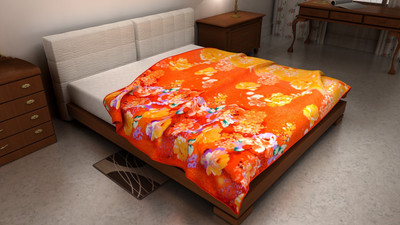 

The Home Ingredients Floral  Blanket(Polyester, Orange