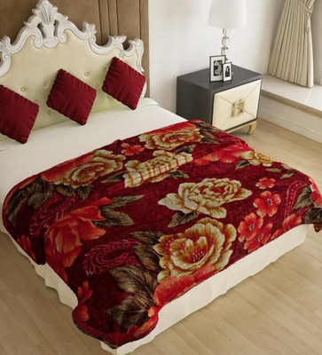 

Home Candy Floral  Mink Blanket(Polyester, Maroon
