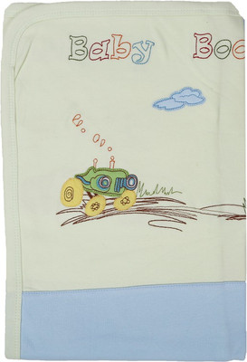 

Baby Boo Embroidered, Plain  Blanket(Cotton, Light Green, Blue, Blue;light green