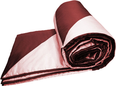 53% OFF on Zikrak Exim Striped Single Blanket(Poly Dupiony, Brown, Pink)