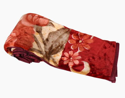 

IndiWeaves Floral  Mink Blanket(Microfiber, Maroon, Pink