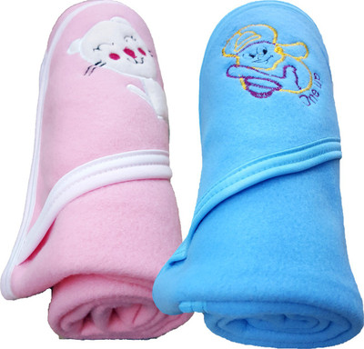 

Brandonn Plain  Hooded Baby Blanket(Polyester, Pink, Blue, Blue;pink