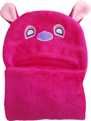 

Brandonn Embroidered  Hooded Baby Blanket(Fur, HOT PINK