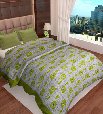 Home Candy Floral  Dohar(Cotton, Green