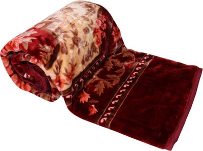 

NATRAJ INDUSTRIES Floral Double Blanket(Microfiber, Maroon)
