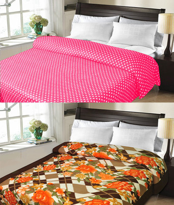 

Sanvi Traders Checkered Double Blanket(Microfiber, Brown)