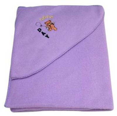 

Gargshope Plain, Cartoon, Embroidered  Hooded Baby Blanket(Polyester, Purple