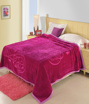 

Shopping Store Plain Double Mink Blanket(Microfiber, Pink)