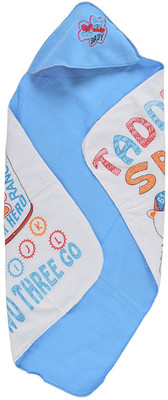 

DOLPHIN52 Printed  Hooded Baby Blanket(Microfiber, Blue