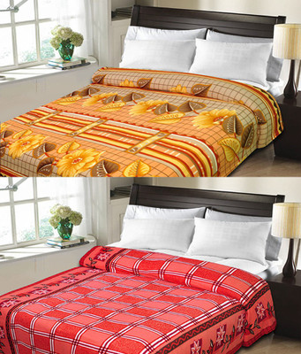 

Sanvi Traders Checkered Double Blanket(Microfiber, Red)