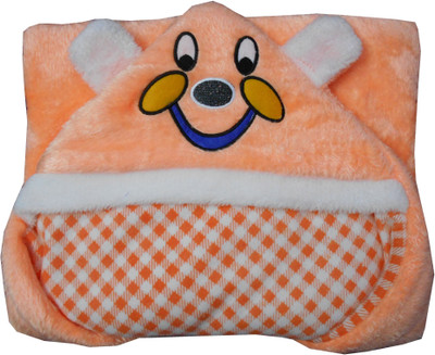 SilverStone Checkered, Cartoon  Hooded Baby Blanket(Fur, Peach