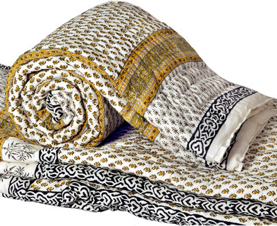 59% OFF on Little India Floral Single Comforter(Cotton, White)