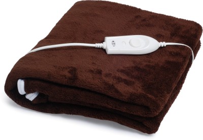 Expressions Solid Single Electric Blanket for  Heavy Winter(Polyester, Brown)