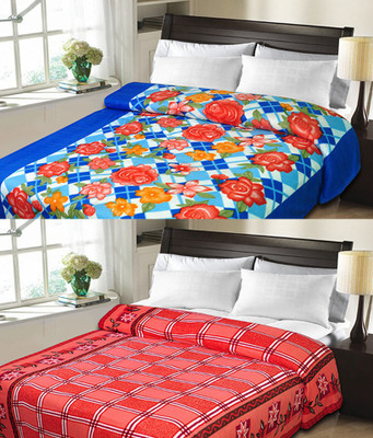 

Sanvi Traders Floral Double Blanket(Microfiber, Multicolor)