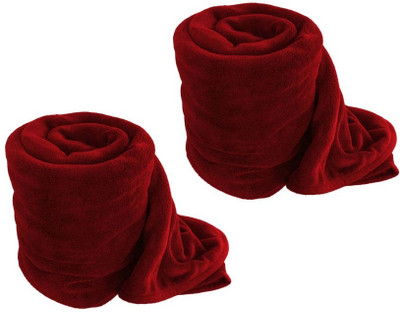 

ExpressionsHome Checkered  Coral Blanket(Microfiber, Maroon